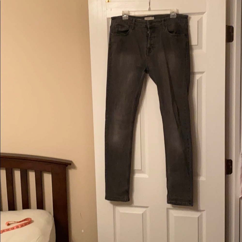 Topman Grey Wash Stretch Skinny Jeans in 34L